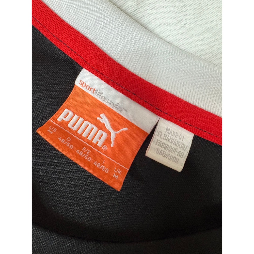 Puma Mens Sportlifestyle T-Shirt Black White Blue Athletic Soccer Jersey Size M - Picture 2 of 3